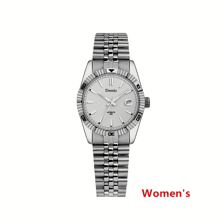 Deesio Women's Automatic Mechanical Watch with Moon-Phase Calendar, Stainless Steel Bracelet - Elegant Ladies Gift
