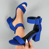 Lightweight Breathable Women's Knit Heeled Sandals - Minimalist Open Toe Block Heel with Adjustable Ankle Strap, 11 Colors
