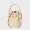 Genuine Leather Bucket Bag for Women - Convertible Handheld & Crossbody with Adjustable Strap, Drawstring Closure, Gold-Tone Hardware, Textured Luxury (Beige, Pink, Purple, Chocolate)