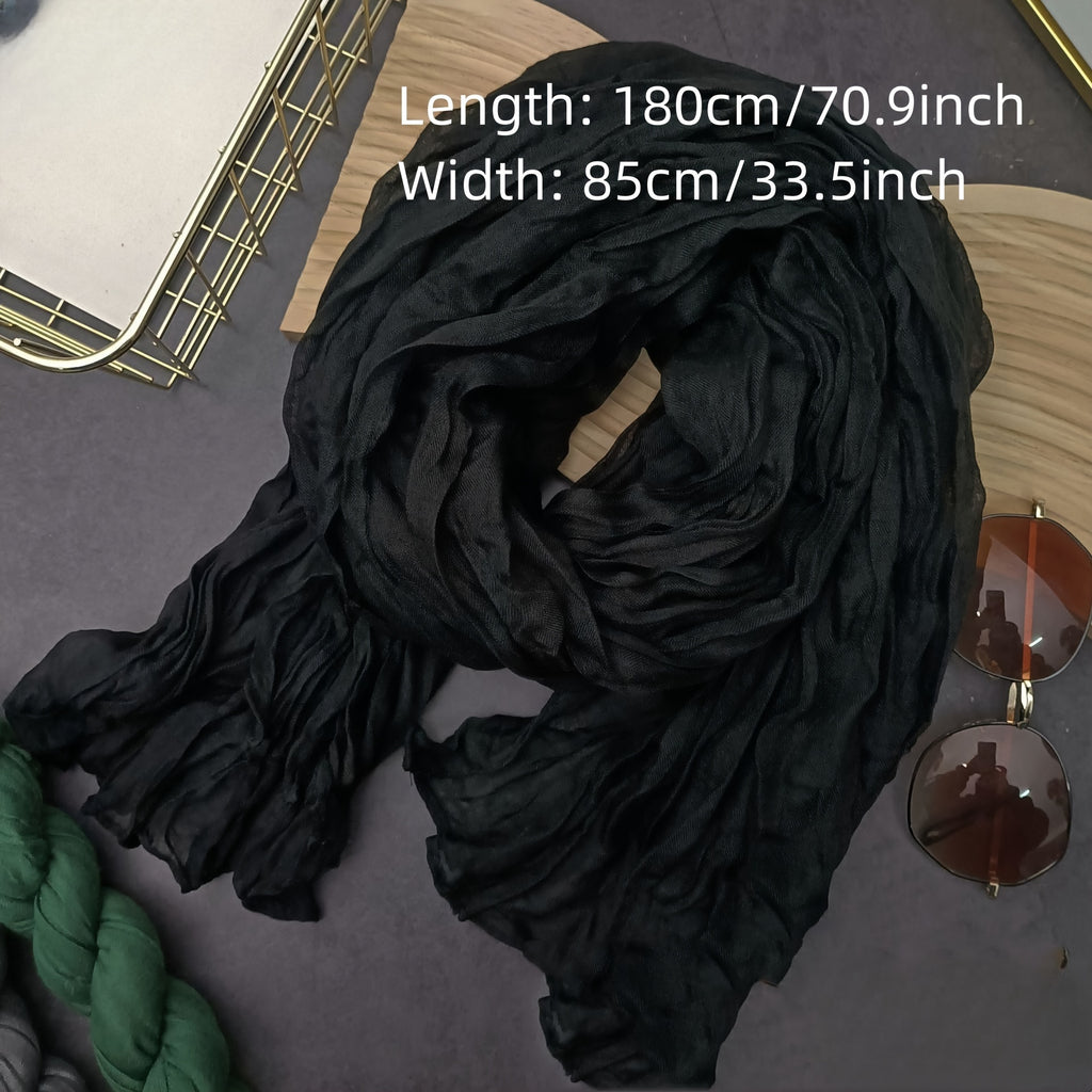 Solid Color Bali Yarn Scarf Thin Breathable Soft Shawl Versatile Travel Sunscreen Head Wrap