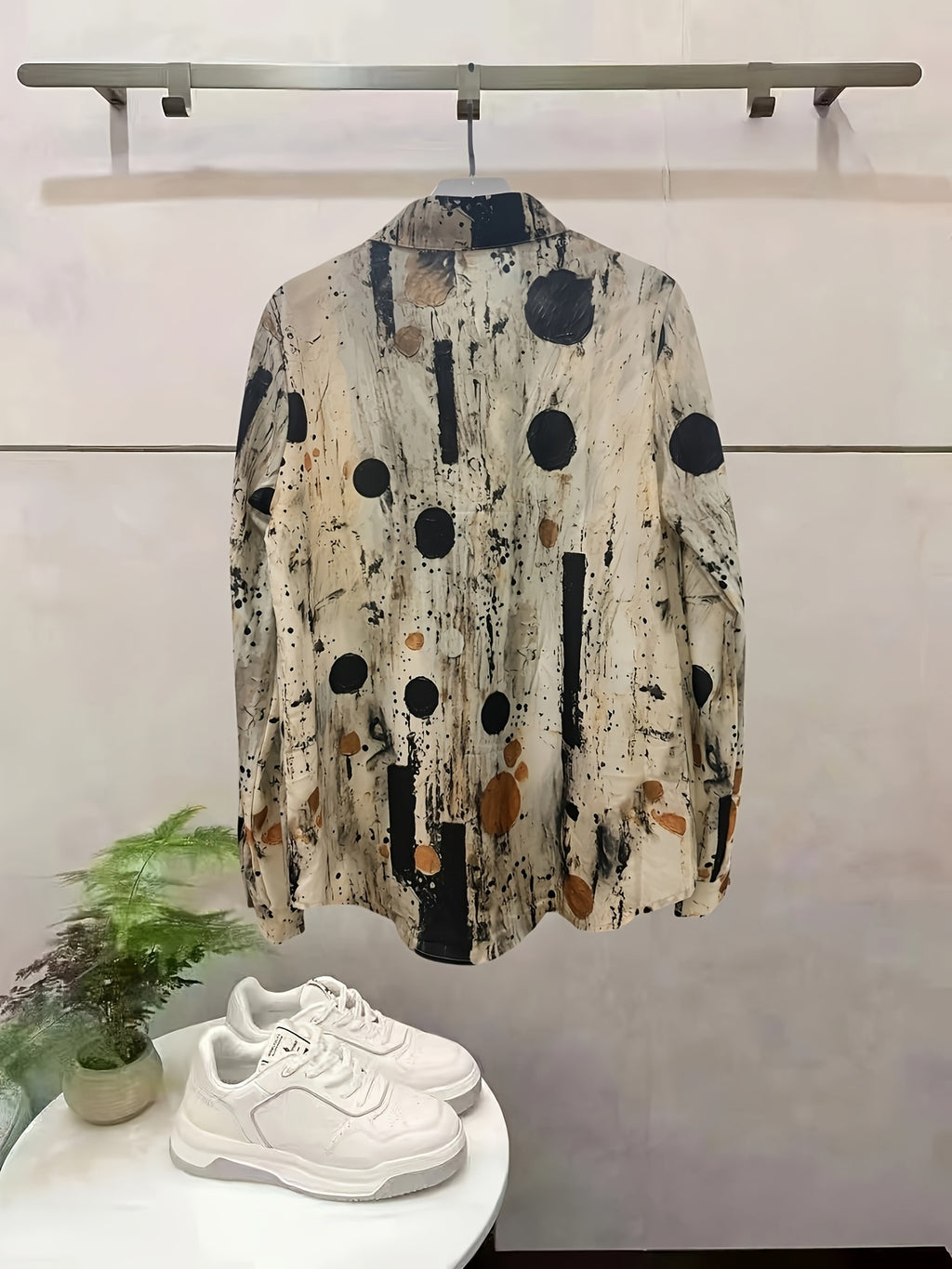 Women's Vintage Polka Dot Button-Up Blouse – Lightweight Long Sleeve Shirt with Ruffle Cuffs (100% Polyester)