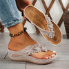 Women's Floral Slip-On Flip Flops – Casual Open-Toe PU Sole Sandals, Comfortable Flat Platform