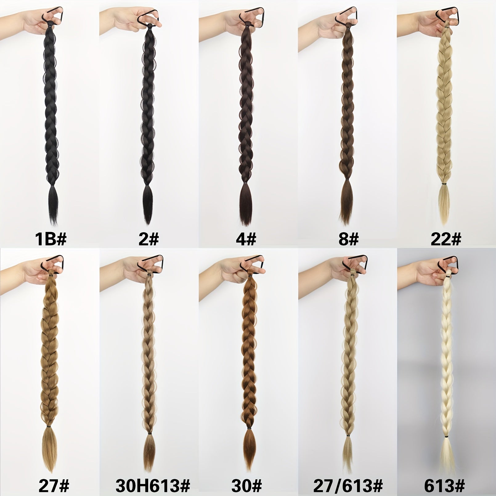 Long Braided Ponytail Extension with Elastic Tie - Heat-Resistant Synthetic Hair for Women, Wrap-Around Ponytail for Daily & Party
