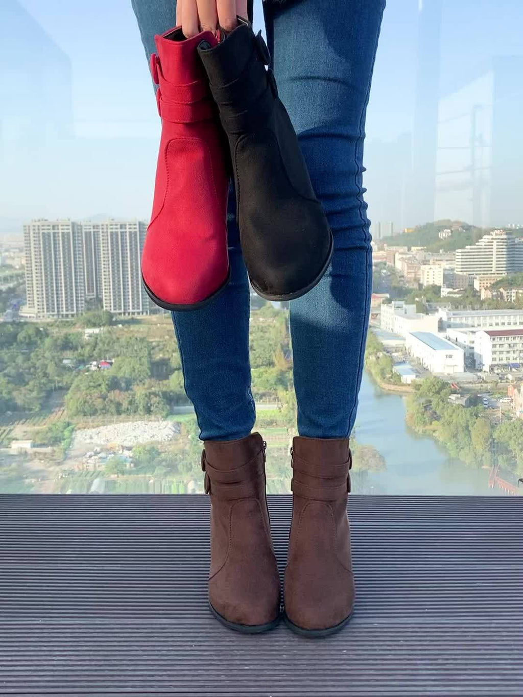 Womens Glam Ankle Booties - Pointed Toe Zipper Booties with Block High Heel, Fabric Upper & Rubber Sole