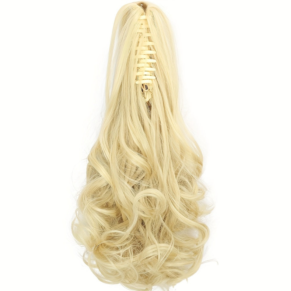Claw Ponytail Clip-In Long Curly Wavy Synthetic Hair Extension, Heat-Resistant Fiber