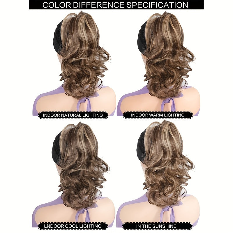 Curly Wave Clip-In Ponytail Hair Extension for Women - Synthetic High-Temperature Fiber Clip-On Hairpiece