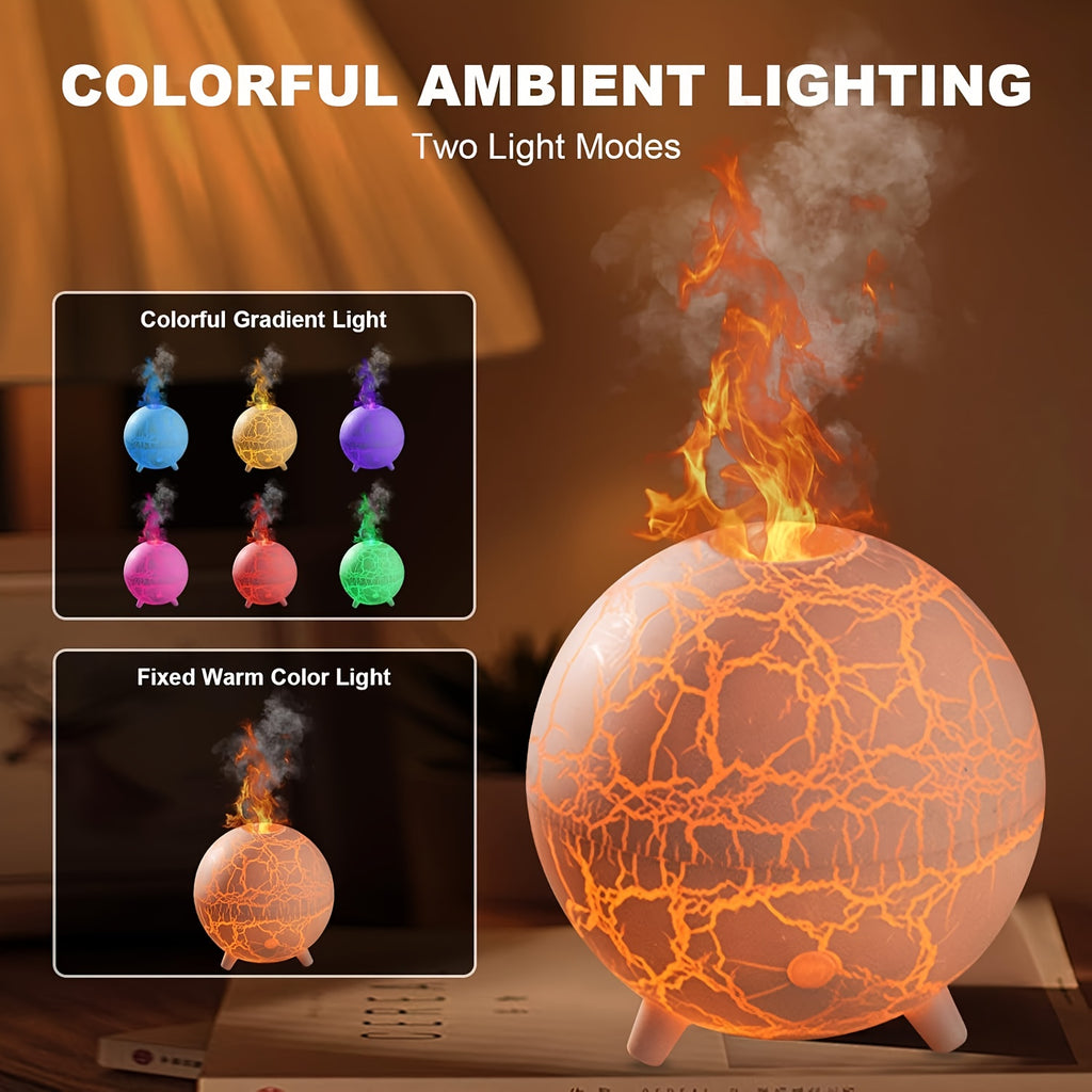 Crackled-Globe Ultrasonic Humidifier & Essential Oil Diffuser – Compact Desktop Mist Maker for Office & Bedroom