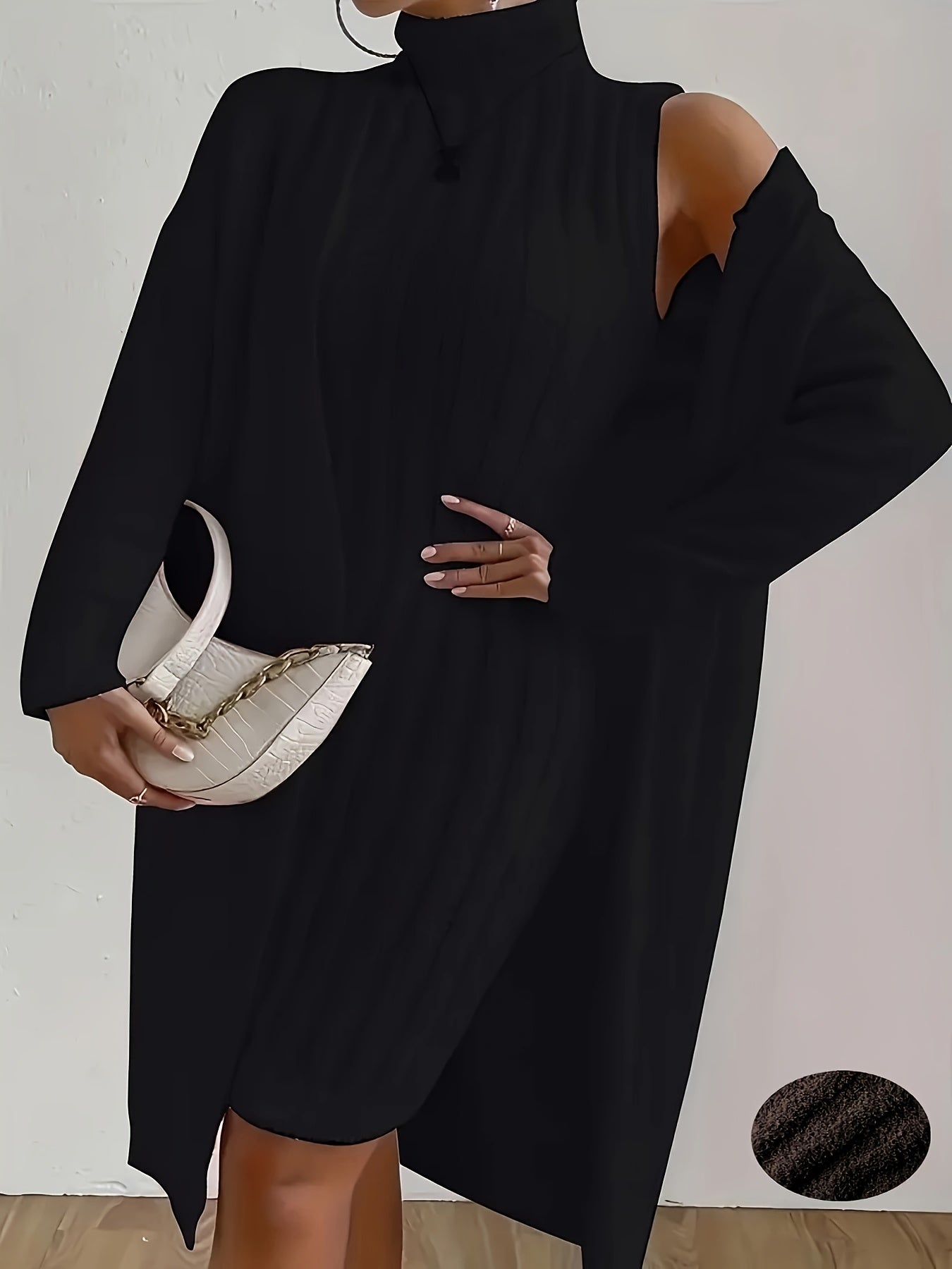 Plus Size Cozy Teddy Bear Sweater Dress & Strapless Cardigan Set - Red Ribbed Knit Two-Piece for Fall/Winter