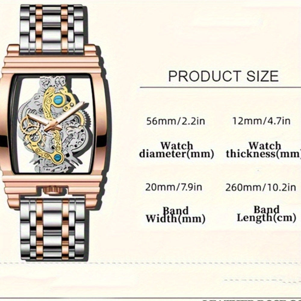 Vintage Gear-Inspired Hollow Skeleton Tourbillon Mechanical Watch – Luminous Night Light, Alloy Case & Strap, Unisex