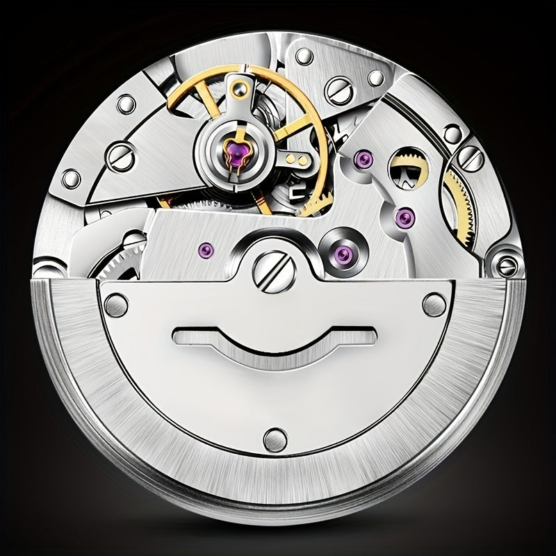 Dianpai Women's Automatic Mechanical Watch — Calendar & Week Display, Luminous Night Glow, Rhinestone Accents, Stainless Steel Bracelet, White Dial with Gold Markers