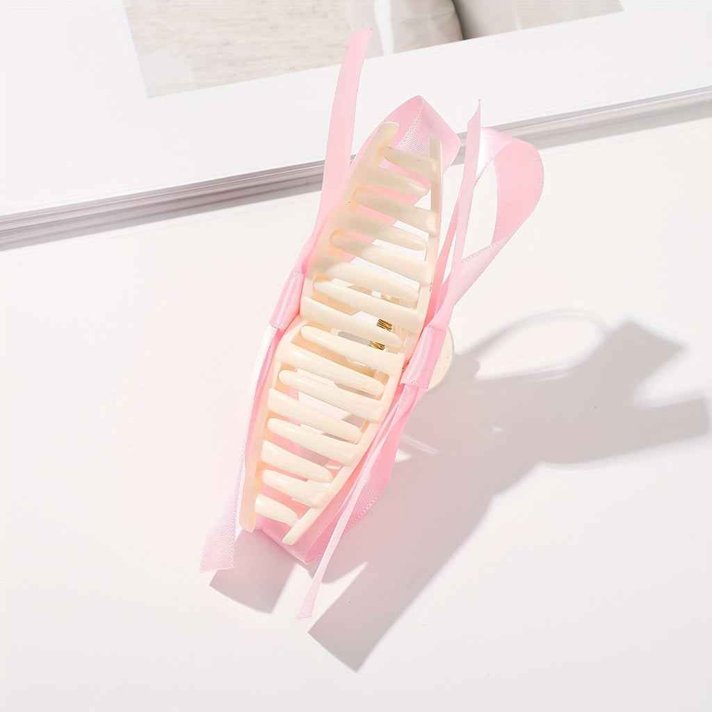 Large Black Bow Hair Claw Clip for Women, Elegant Minimalist Hair Accessory for Ponytails Buns Braids, Secure Hold