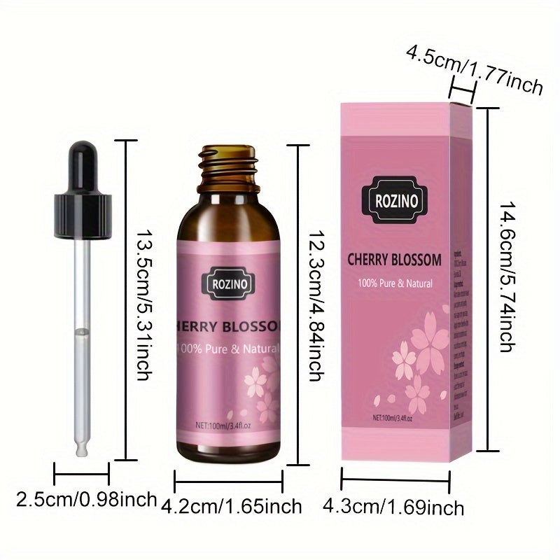 ROZINO 100% Pure Cherry Blossom Essential Oil – Plant Oil for Hair, Face & Body | Sensitive Skin Friendly (Dilute Before Use)