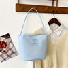 Women's Nylon Underarm Crossbody Bucket Bag – Embroidered Single Shoulder Handbag (Black, White)