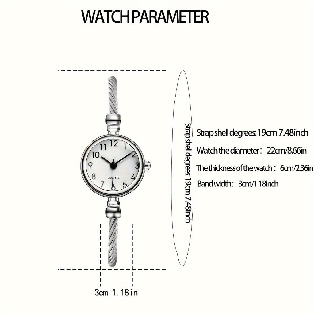 Women's Mechanical Watch – Minimalist Retro Black Dial with White Hands, Nylon Strap & Clear Bezel, Bracelet Included