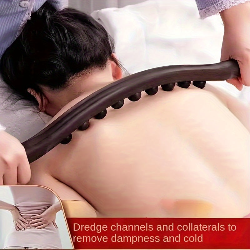 19-Bead Meridian Rolling Massage Stick — Manual Neck, Back & Abdominal Body Massager