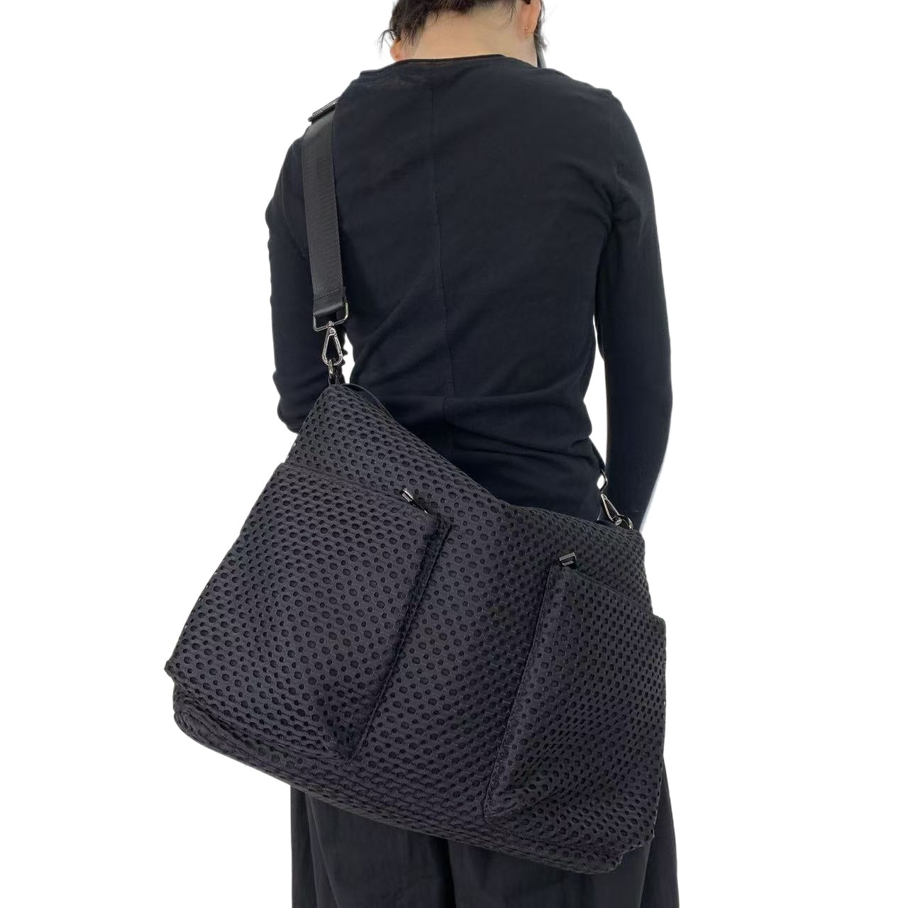 Y2K Retro Bucket Handbag for Women, Patchwork Street Fashion Front-Pocket Shoulder Bag, Large Capacity, Removable Strap