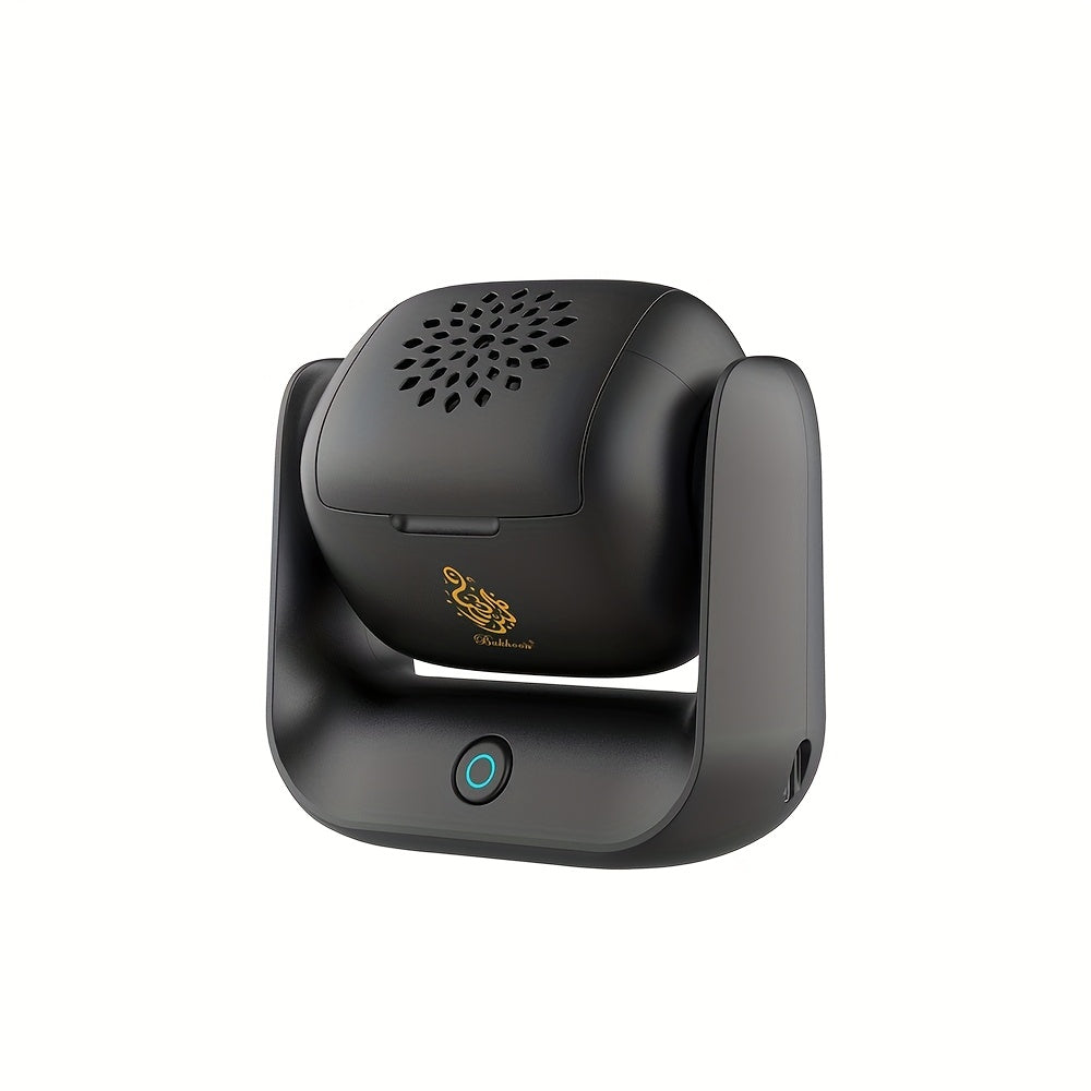 Rechargeable Portable Arabic Incense Holder & Aroma Diffuser — Rotatable ABS Calligraphy Logo, USB 1500mAh for Home, Office & Car