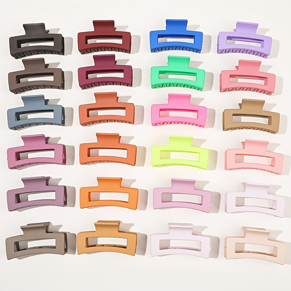 4-Pack Medium Matte Hair Claw Clips for Women - Strong Hold Non-Slip Rectangle Jaw Clips for Thick and Thin Hair