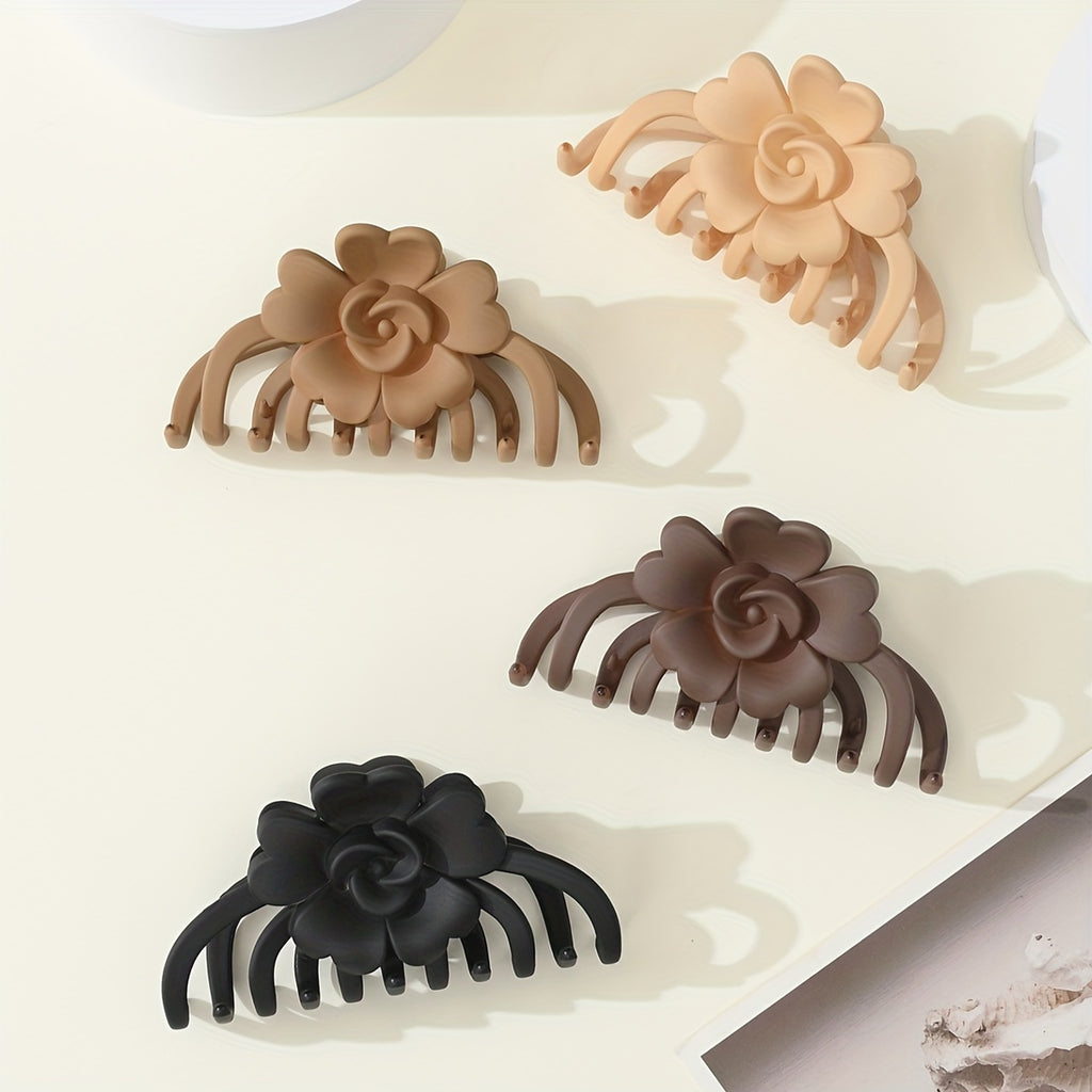 Matte Flower Hair Clip - Large Non-Slip Floral Barrette, Solid Color (1pc)