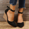 Women's D'Orsay Wedge Pointed Toe Ankle Strap Platform Heels, Versatile Evening Pumps