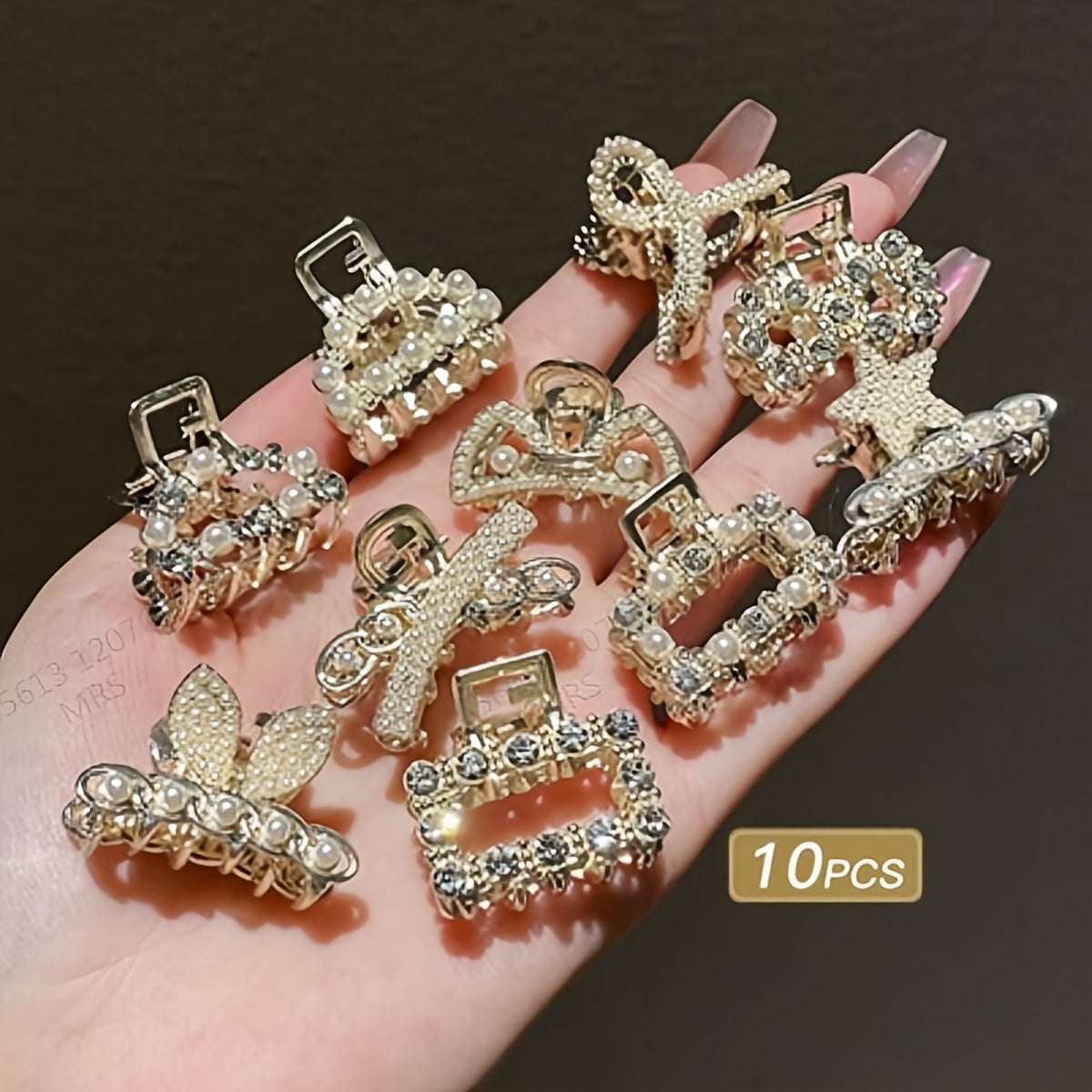 Pearl Hair Clips Set 7/10-Pack – Mini Half-Braided Shark Clips with Imitation Pearls & Rhinestones for Women