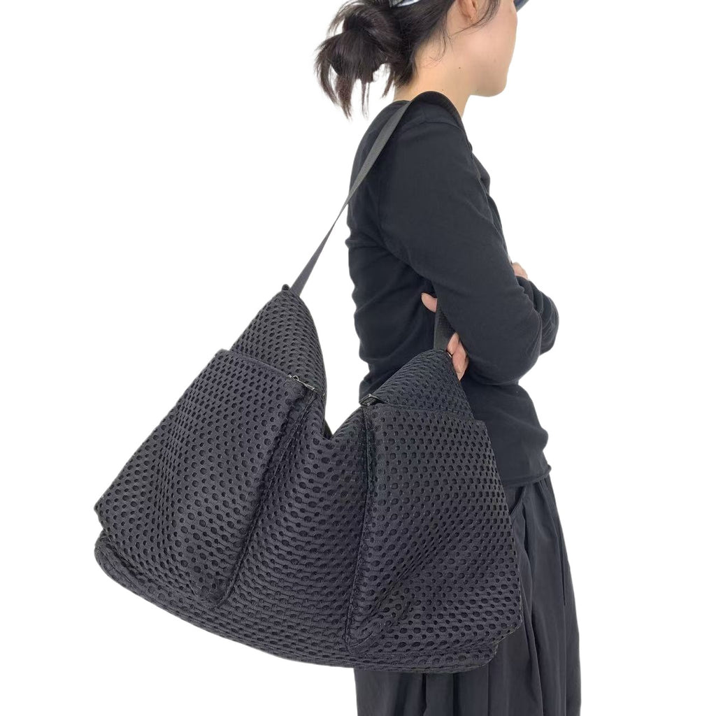 Y2K Retro Bucket Handbag for Women, Patchwork Street Fashion Front-Pocket Shoulder Bag, Large Capacity, Removable Strap