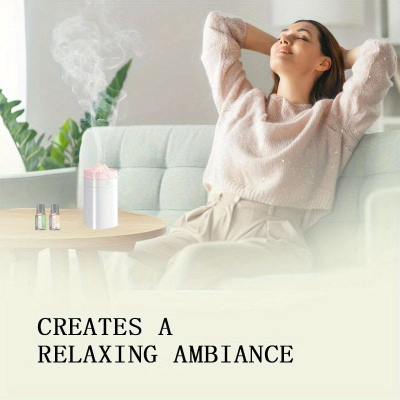 Volcano Dazzle Aroma Diffuser Humidifier with 8-Pack Essential Oil Set — Sweet Orange, Lemon, Vanilla, Sandalwood, White Tea, Peppermint, Lavender, Rose — Home Fragrance & Candle Making