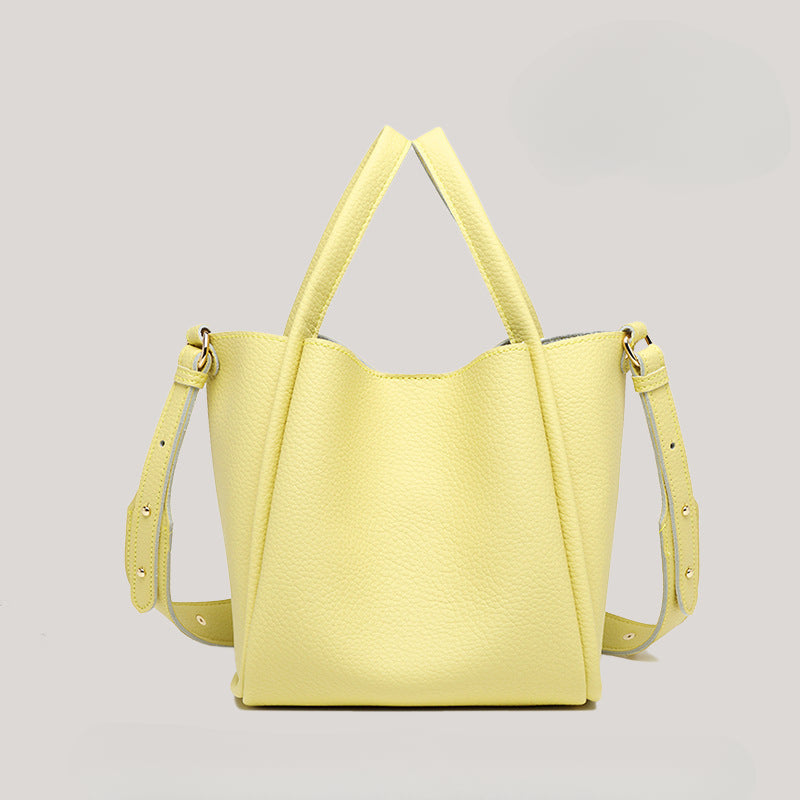 Women's Large Retro Bucket Handbag - Structured Round-Top Tote with Gold Hardware, Mustard Yellow/Black Crossbody Shoulder Bag for Travel & Everyday