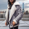 AFTF BASIC Women's PU Leather Faux Fur Motorcycle Biker Jacket — Longline Slim-Fit Asymmetrical Zipper with Golden Hardware (Brown/Black, Hand-Washable)