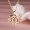 Gold & White Cubic Zirconia Heart-Shaped Rose Letter Pendant Necklace for Women, Valentine's Gift