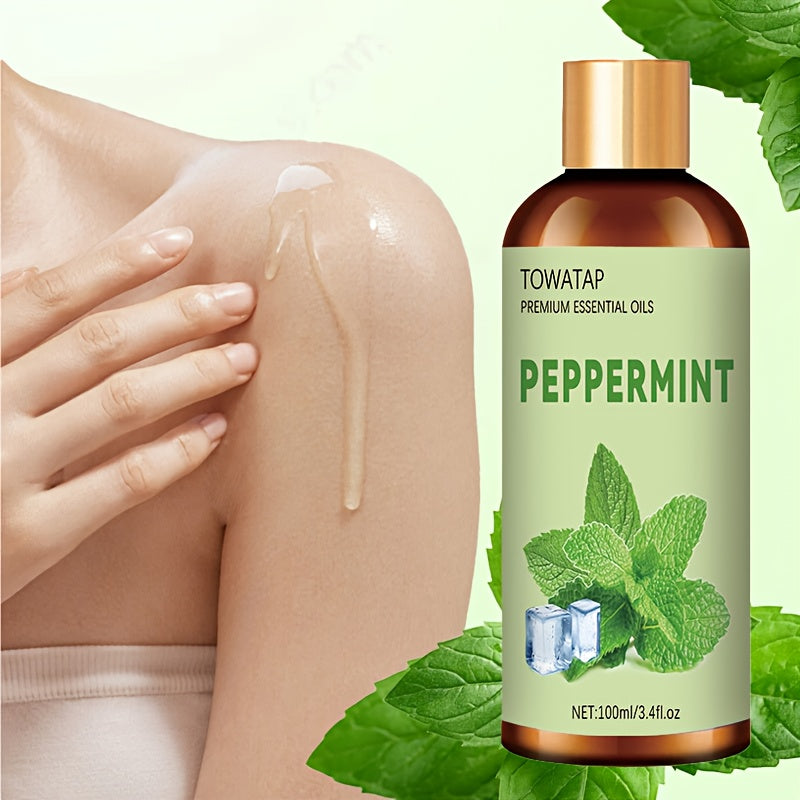 TOWATAP 100% Pure Peppermint Essential Oil – Cooling Aromatherapy for Massage, Muscle Relief, Diffusers & Humidifiers, Unisex