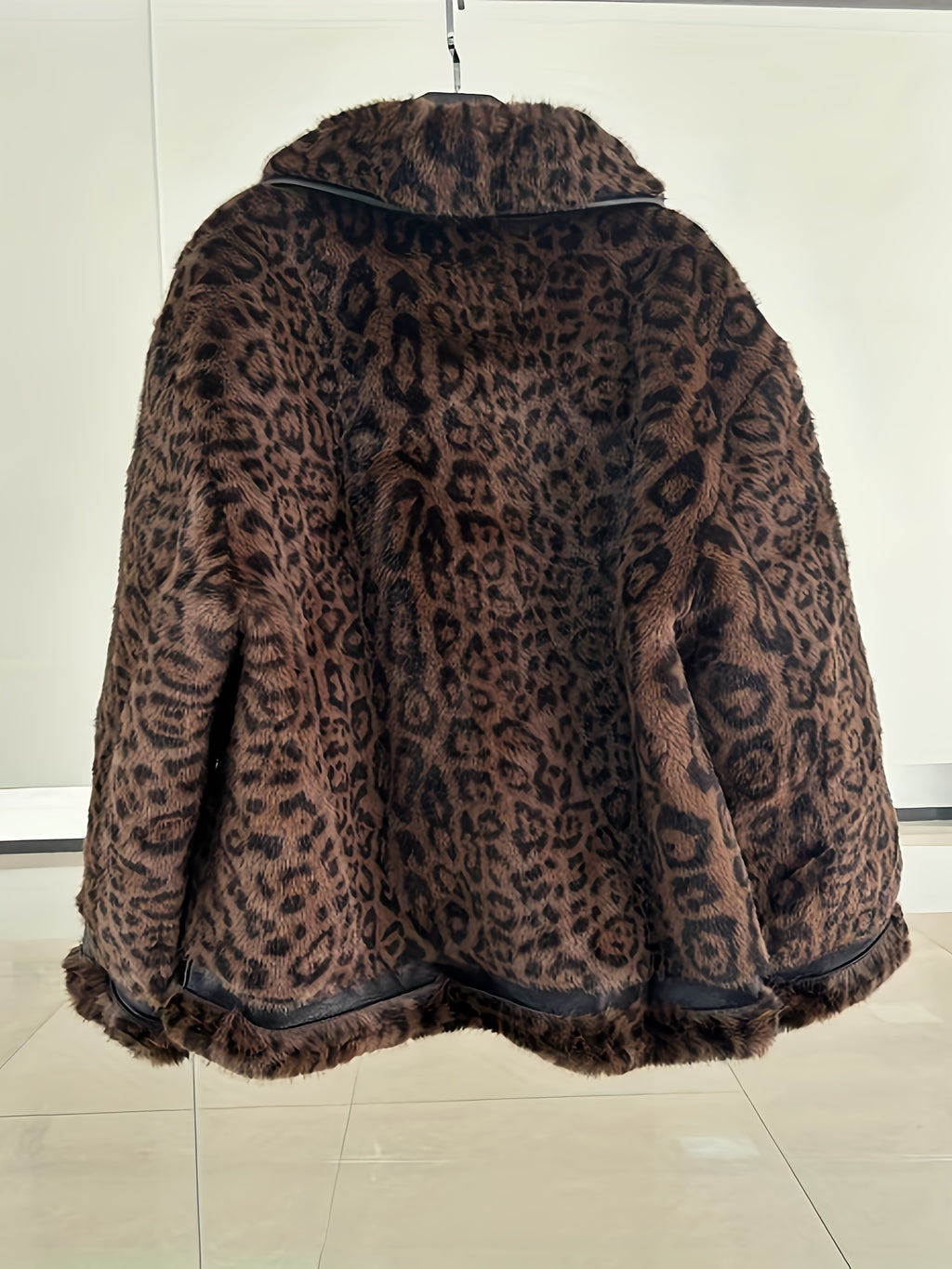 AFTF BASIC Women's Long Faux Mink Fur Jacket, Asymmetrical Hem Motorcycle Coat with Turnover Collar and Faux Fur Lining