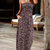 Women's Floral Bandeau Maxi Dress with Pockets – Sleeveless Side-Slit Rayon Blend Summer Dress