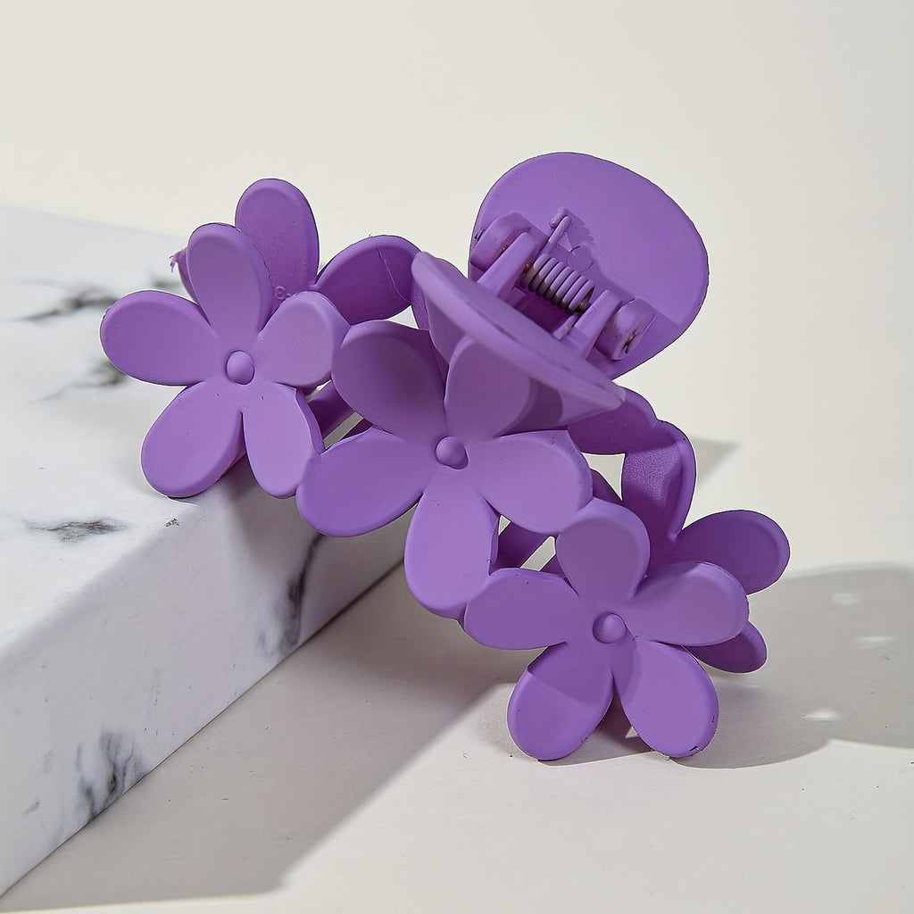 Bohemian Flower Hair Claw Clip - Solid Color Plastic Ponytail Hair Clip for Women