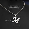 Silvery Alphabet Pendant Necklace (A-D) with Sparkling Stones - Stainless Steel Initial Necklace, Personalized Gift