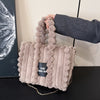 Plush Faux Fur Crossbody Bag – Women's Soft Imitation Fur Shoulder Purse with Chain Strap & Magnetic Closure (Bright Pink, Khaki, White, Black)