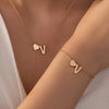 Minimalist Heart & Letter Necklace and Bracelet Set - Two-Piece Women's Everyday Jewelry