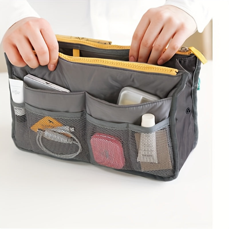 Foldable Double-Layer Makeup Bag & Travel Organizer - Large Capacity Zippered Toiletry Pouch