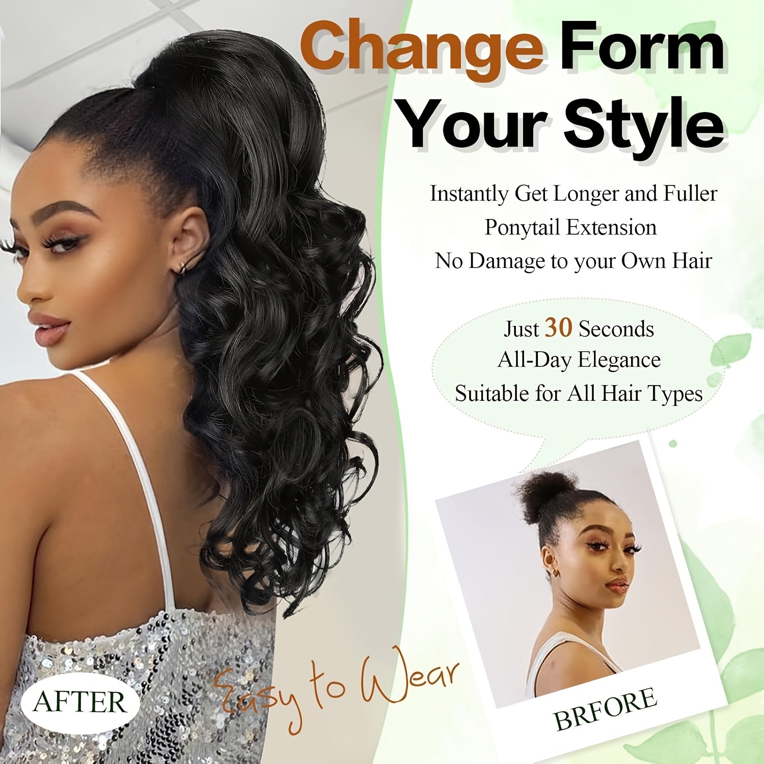 18-Inch (45 cm) Wavy Curly Claw Clip-In Ponytail Extension - Heat-Resistant Synthetic Hairpiece for Women, Clip-On Layered Ponytail for Daily & Party Wear