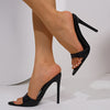 Mei Oi Women's Pointed-Toe Stiletto Pumps with Back Strap – Slip-On Cushioned Microfiber Dress Heels for Weddings & Parties
