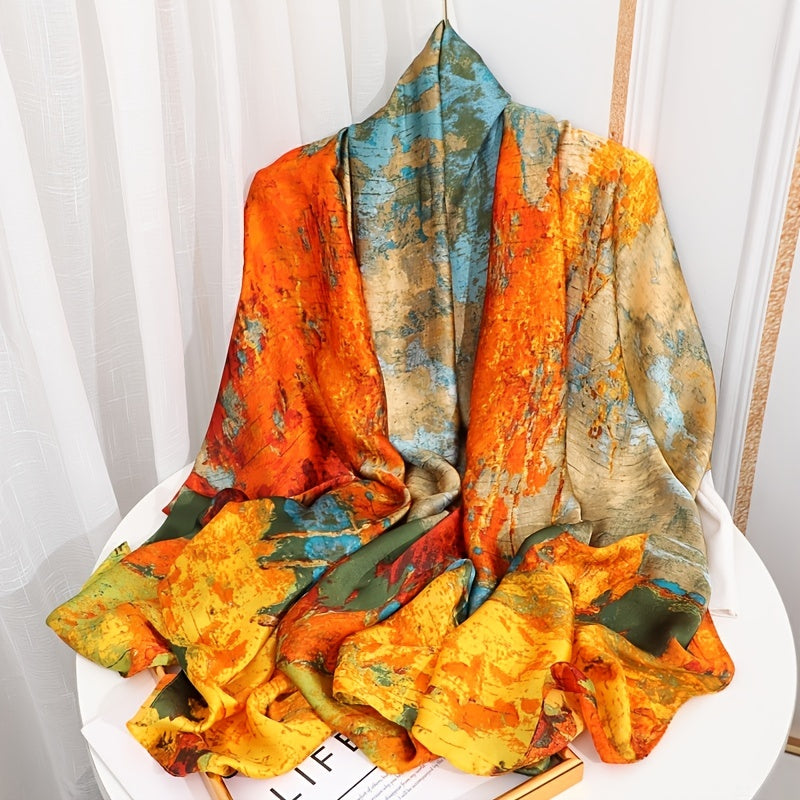 Elegant Landscape Print Scarf Shawl 35.4 in × 70.9 in (90 × 180 cm) Windproof Versatile Wrap for Women Hijab