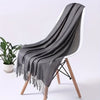 Elegant Tassel Scarf Shawl Wrap – Soft Faux Cashmere Feel, Solid Colors (White/Black/Red/Multi), 200 cm (79 in)