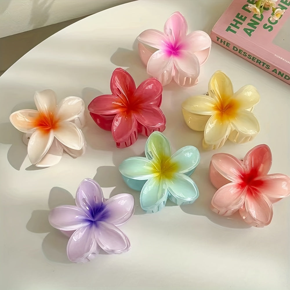 7-Pack Gradient Flower Hair Clips – Colorful Boho Hair Clips Set for Women & Teens, Cute Spring/Summer Accessories for Outings & Gifts