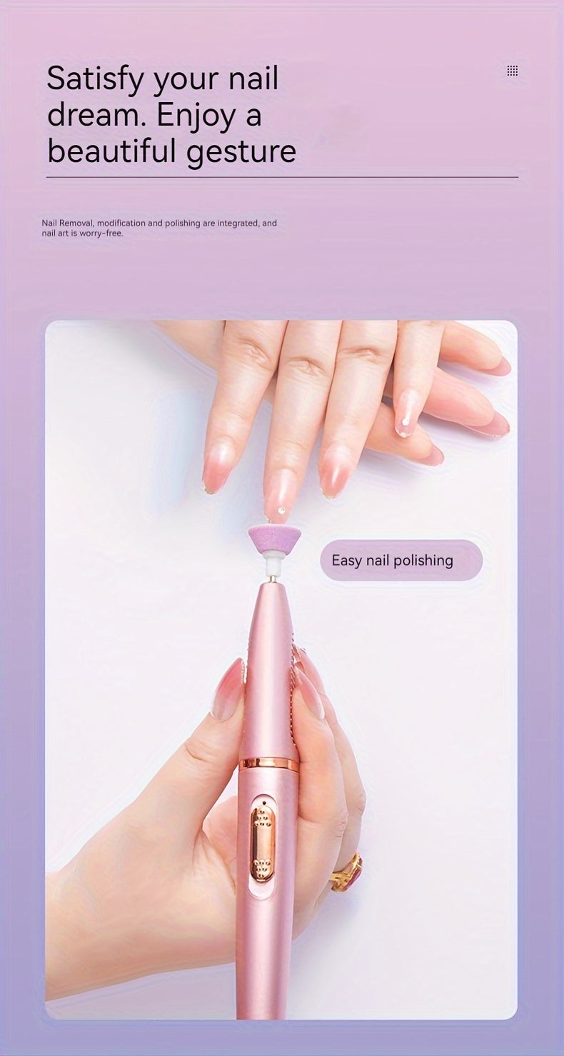 USB Rechargeable Nail Grinder – Cordless Portable Electric Manicure File for Thick Toenails, Nail Tech Tool (Light Beige)