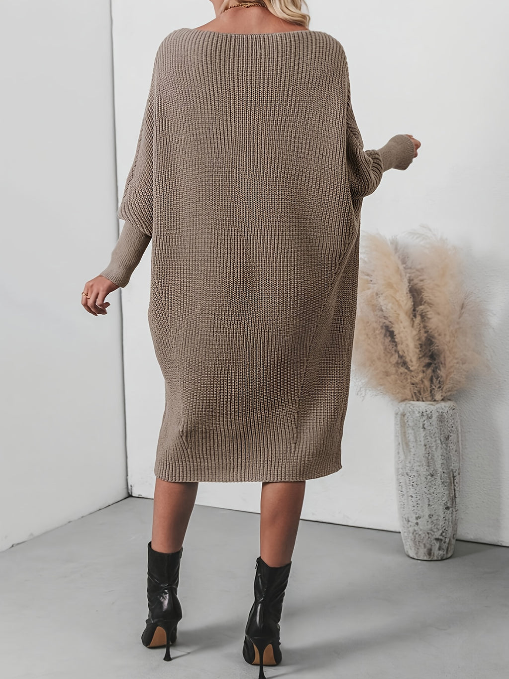 Plus Size Ribbed Button-Up Cardigan Sweater Dress for Women — Long Sleeve Casual Fall/Winter Black