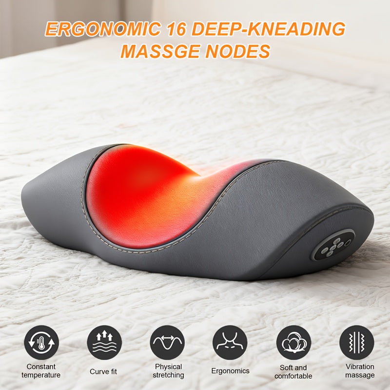 Cordless Heated Neck Massager Pillow — Deep Tissue Kneading for Neck, Shoulders & Head — Relaxation Gift for Mom & Dad