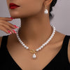 Elegant French Vintage Baroque Resin Pearl Necklace and Earrings Set, Choker with Unique Pendant, Korean Style Jewelry for Women, Wedding, Party and Mother's Day Gift
