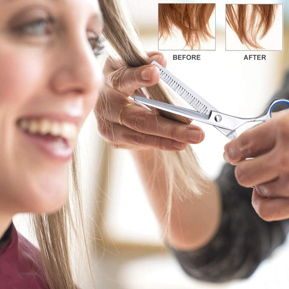 Professional 6-Inch (15 cm) Hairdressing Scissors – 3Cr13 Hypoallergenic Thinning & Cutting Shears with Ergonomic Blue Handles, Unisex Salon & Home Barber Tools