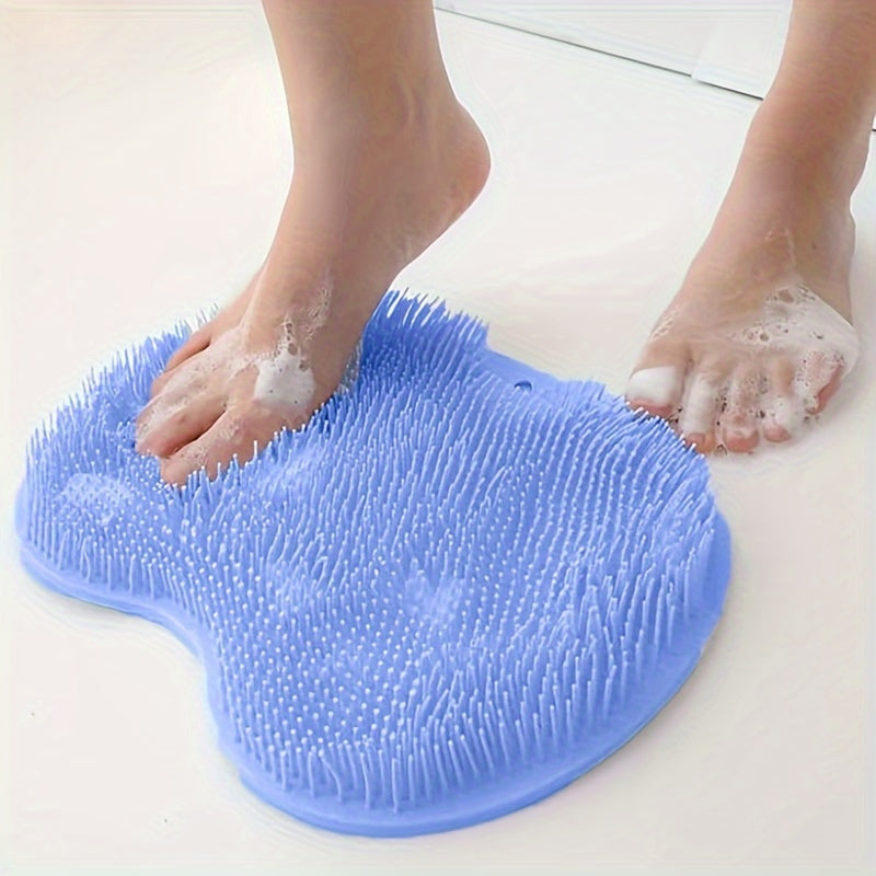 Non-Slip Shower Foot Massager & Exfoliating Bath Mat – Ergonomic Raised Bumps, Circulation Boost for Diabetics & Cracked Heels, Easy-Clean Blue