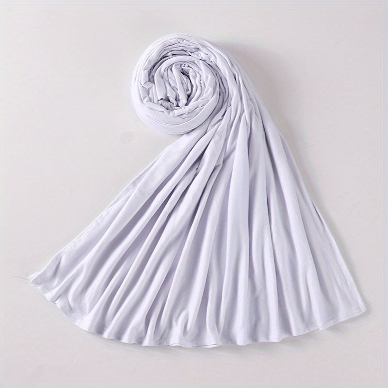 Long Jersey Hijab - Lightweight Breathable Solid Scarf, Windproof Elegant Shawl for Women